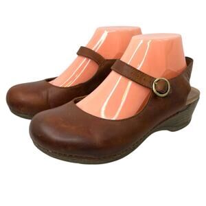 DANSKO Mary Jane Women’s Leather Slingback Flats Brown Size EU 38 = US 8.5 - 9